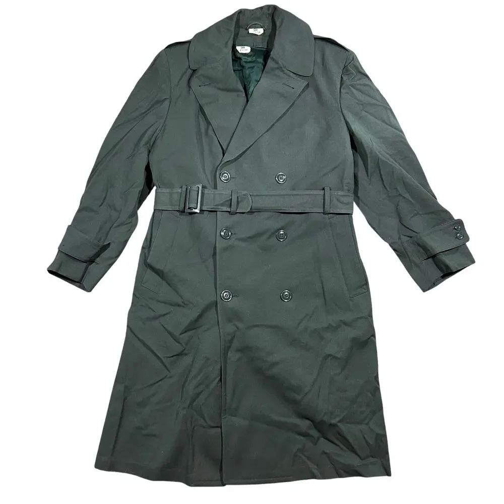 Vintage 1967 US Army AG-44 Wool Gabardine Trench Overcoat w/Liner 38R Green